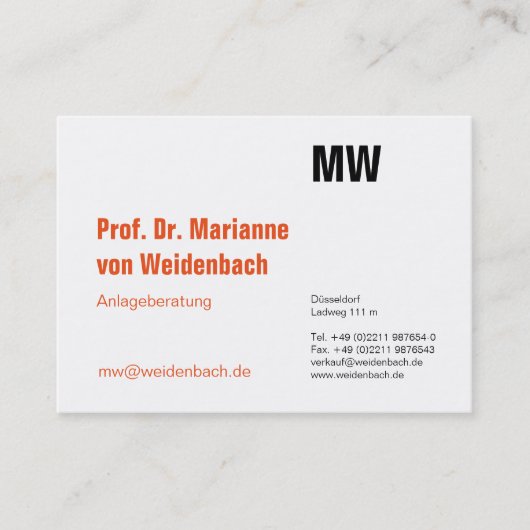 Maximaal Elegant oranje Visitekaartje (Voorkant)