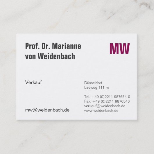 Maximaal Elegant Visitekaartje (Voorkant)