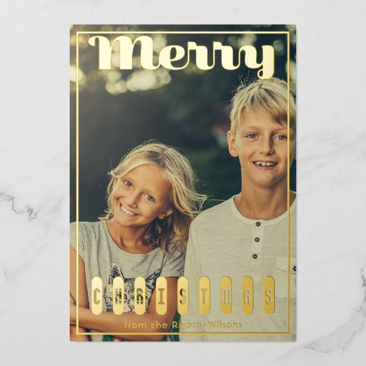 Maximaal vrolijk script Kerst foto Folie Feestdagenkaart (Voorkant)