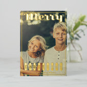 Maximaal vrolijk script Kerst foto Folie Feestdagenkaart (Staand Voorkant)