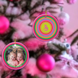 Maximal Kleurrijke Bright Stripes Monogram Foto Keramisch Ornament