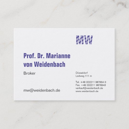 Maximale elegant grotendeels visitekaartje (Voorkant)