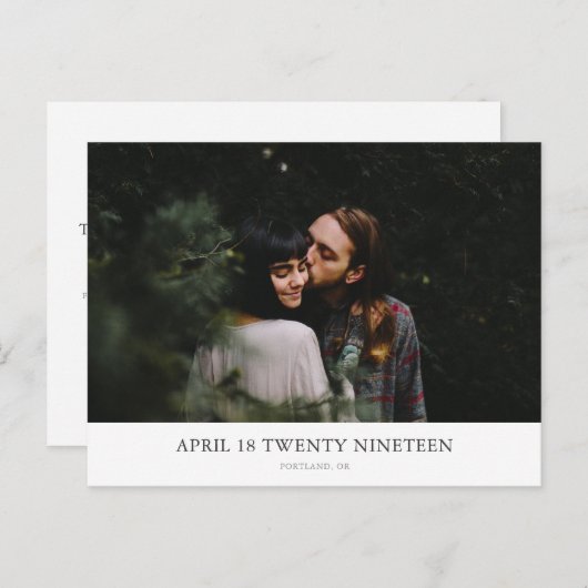 Maximale minimalisme Aangepaste foto Sla de datum  Aankondigingskaart (Voorkant / Achterkant)