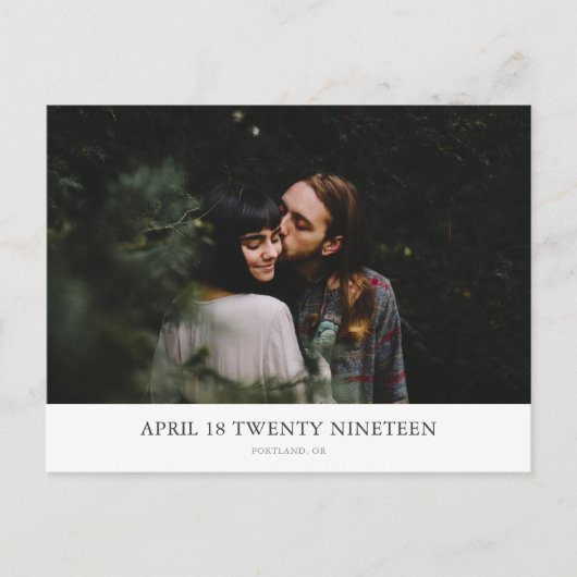 Maximale minimalisme Aangepaste foto Sla de datum  Aankondigingskaart (Voorkant)