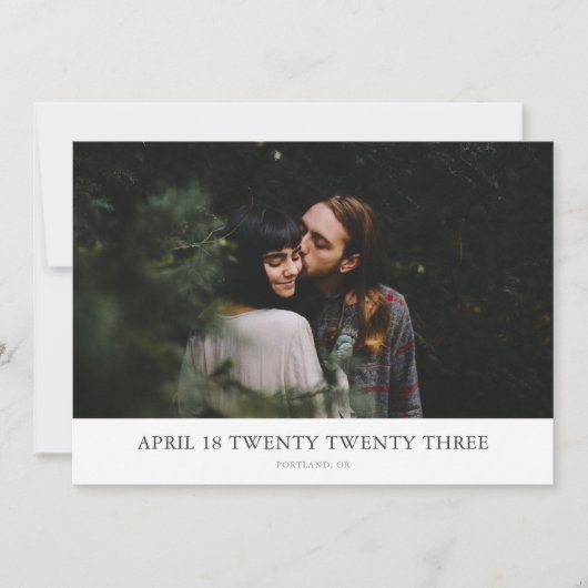 Maximale minimalistische foto Sla de datumkaart op Save The Date (Voorkant)