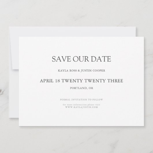 Maximale minimalistische foto Sla de datumkaart op Save The Date (Achterkant)