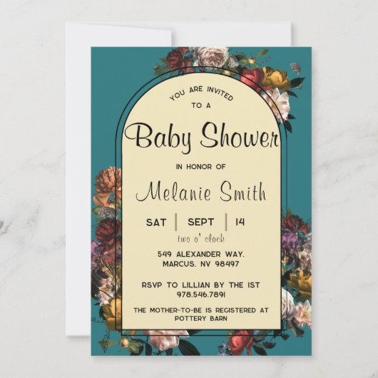 Maximalisaliste Baby shower Uitnodiging Jewel Tone (Voorkant)