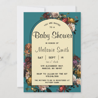 Maximalisaliste Baby shower Uitnodiging Jewel Tone