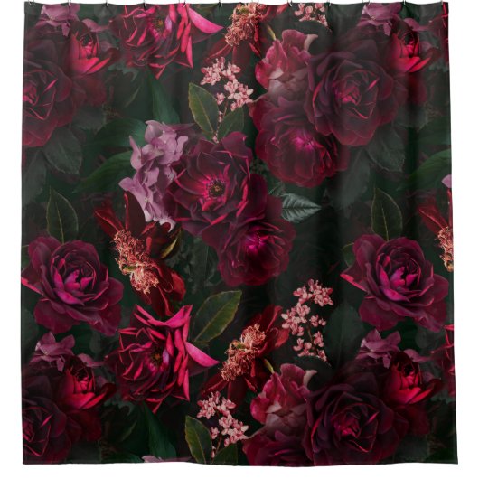 Maximalisme Echte Moody Rozen Bloemen Douchegordijn (Voorkant)
