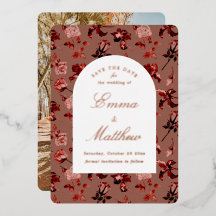 Maximalisme van maroon- en goudwilde botanische va