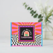 Maximalisme Verjaardag Kleurrijke Geruite Bloemen Briefkaart (Staand voorkant)