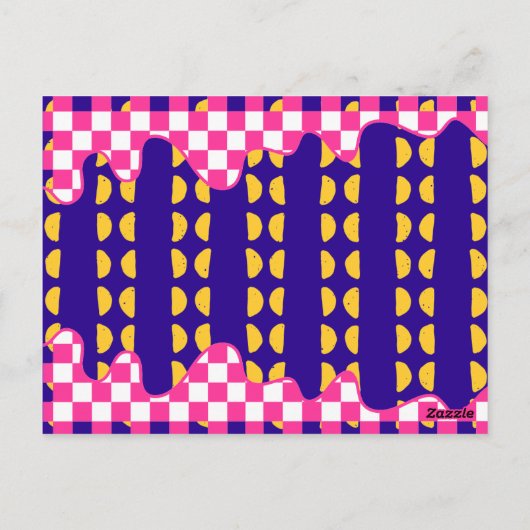 Maximalisme Verjaardag Kleurrijke Geruite Bloemen Briefkaart (Achterkant)