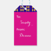 Maximalisme Verjaardag Kleurrijke Geruite Bloemen Cadeaulabel (Achterkant)