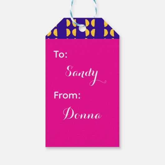 Maximalisme Verjaardag Kleurrijke Geruite Bloemen Cadeaulabel (Achterkant)