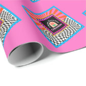 Maximalisme Verjaardag Kleurrijke Geruite Bloemen Cadeaupapier (Rol Hoek)