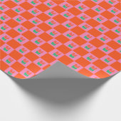 Maximalisme Verjaardag Kleurrijke Geruite Bloemen Cadeaupapier (Hoek)