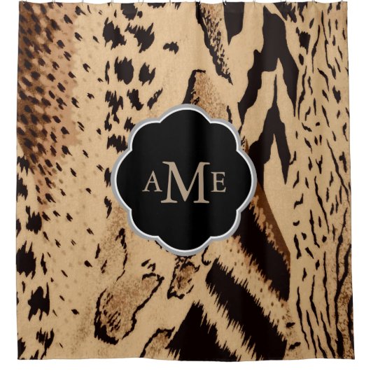 Maximalist 90s Dierenprint - Gepersonaliseerd Douchegordijn (Voorkant)