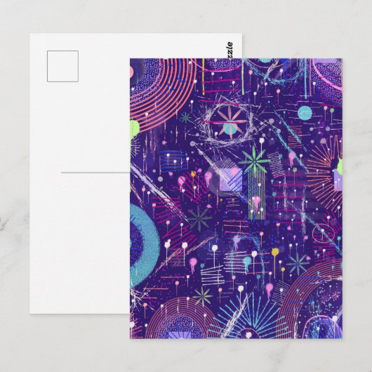Maximalist Abstract on Purple Briefkaart (Voorkant / Achterkant)