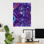 Maximalist Abstract on Purple Poster (Thuiskantoor)