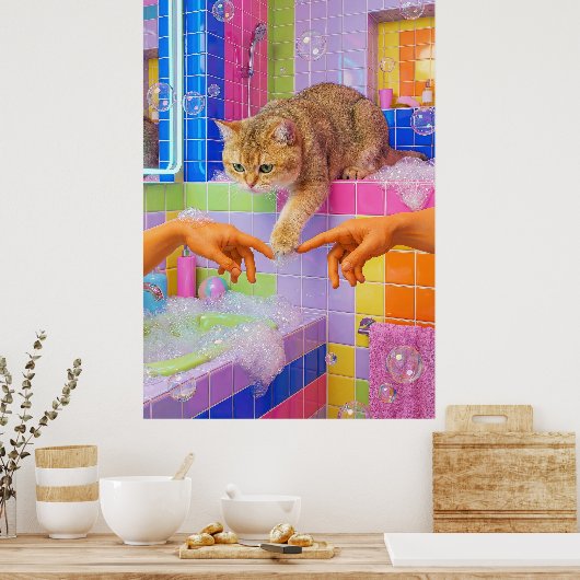 Maximalist Bathroom Wall Art, British shorthair Poster (Keuken)