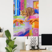 Maximalist Bathroom Wall Art, British shorthair Poster (Thuiskantoor)
