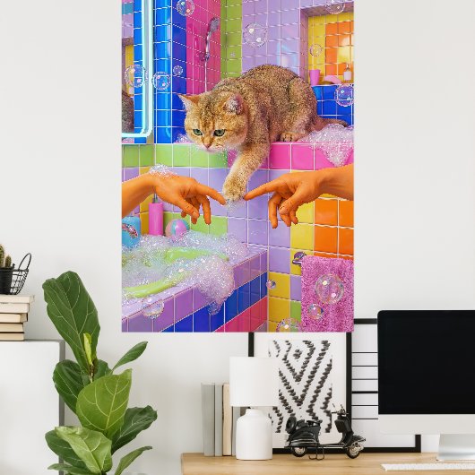 Maximalist Bathroom Wall Art, British shorthair Poster (Thuiskantoor)