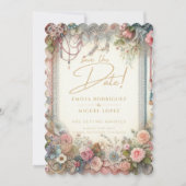 Maximalist Bewaar de datum  Bloemen Scrapbook Kaart (Voorkant)