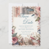 Maximalist Bewaar de datum  Bloemen Scrapbook Kaart (Voorkant)