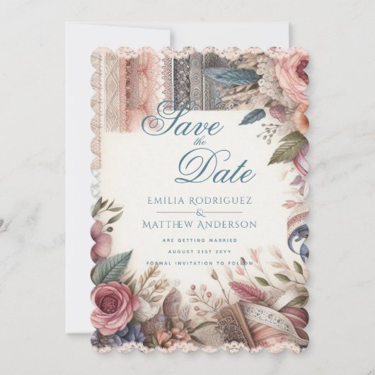 Maximalist Bewaar de datum Bloemen Scrapbook Kaart (Voorkant)