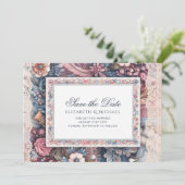 Maximalist Bewaar de datum Bloemen Scrapbook Kaart (Staand voorkant)