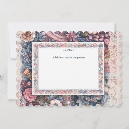 Maximalist Bewaar de datum  Bloemen Scrapbook Kaart (Achterkant)