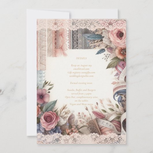 Maximalist Bewaar de datum  Bloemen Scrapbook Kaart (Achterkant)