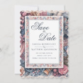 Maximalist Bewaar de datum  Bloemen Scrapbook Kaart (Voorkant)