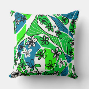 Maximalist Bloemenneuro Art - Groen Geel Wit Kussen