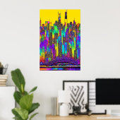 Maximalist Chicago Skyline Poster (Thuiskantoor)