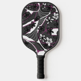 Maximalist Floral Neuro Art Magenta Gray White  Pickleball Paddle