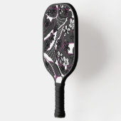 Maximalist Floral Neuro Art Magenta Gray White  Pickleball Paddle (Links)