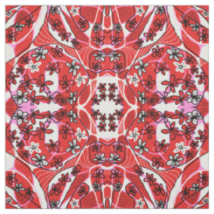 Maximalist Floral Neuro Art - Rood Roze Stof