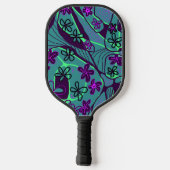 Maximalist Floral Neuro Art - Teal Purple Black Pickleball Paddle (Achterkant)