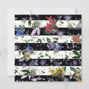 Maximalist  Flowers Zwart Wit Strepen Bedankkaart