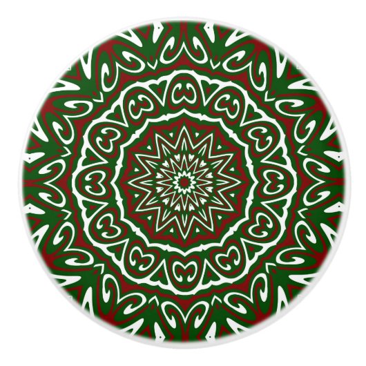  Maximalist Groovy Christmas Mandala Patter Keramische Knop (Voorkant)