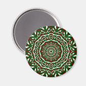 Maximalist Groovy Christmas Mandala Patter Magneet (Voorkant / Achterkant)