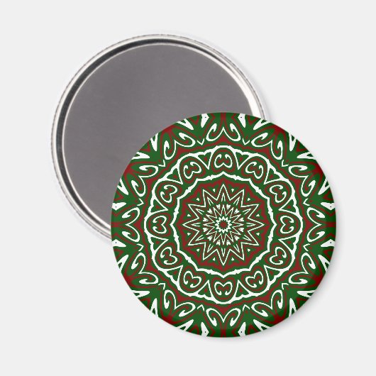 Maximalist Groovy Christmas Mandala Patter Magneet (Voorkant / Achterkant)