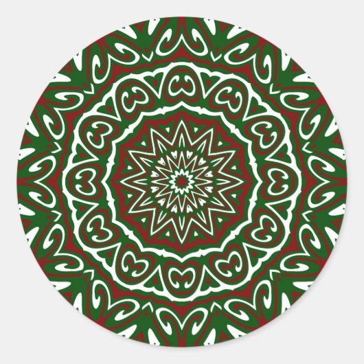 Maximalist Groovy Christmas Mandala Patter Ronde Sticker (Voorkant)