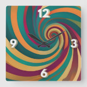 Maximalist Jewel Spiral Swirl Design Statement Vierkante Klok (Voorkant)