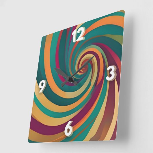 Maximalist Jewel Spiral Swirl Design Statement Vierkante Klok (Hoek)
