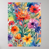 Maximalist Kleurrijke Bloemen Art Print (Voorkant)