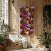 Maximalist Lila en perzik bloeit op roze Fleece Deken