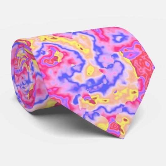 Maximalist Neon Trippy Zure Trip Groovy Marmer Stropdas (Opgerold)