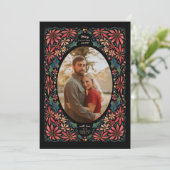 Maximalist  Poinsettia Foto Feestdagenkaart (Staand voorkant)